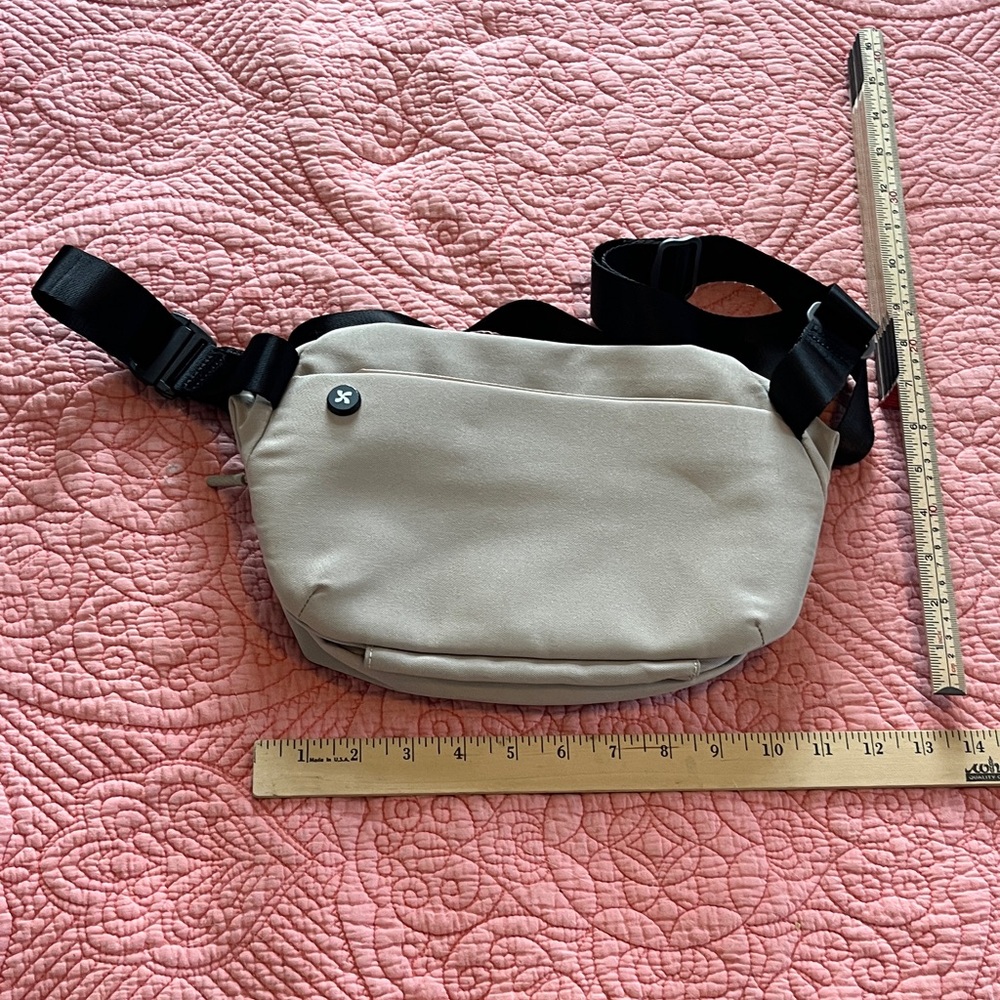 Mopak  Beige cream Crossbody Bag sling Fanny pack with water bottle capability